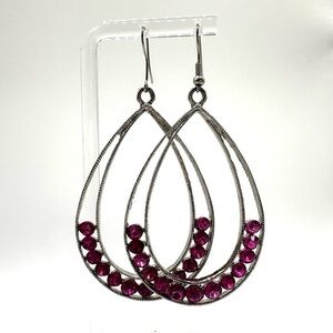Elegant Silver and Pink Teardrop Earrings